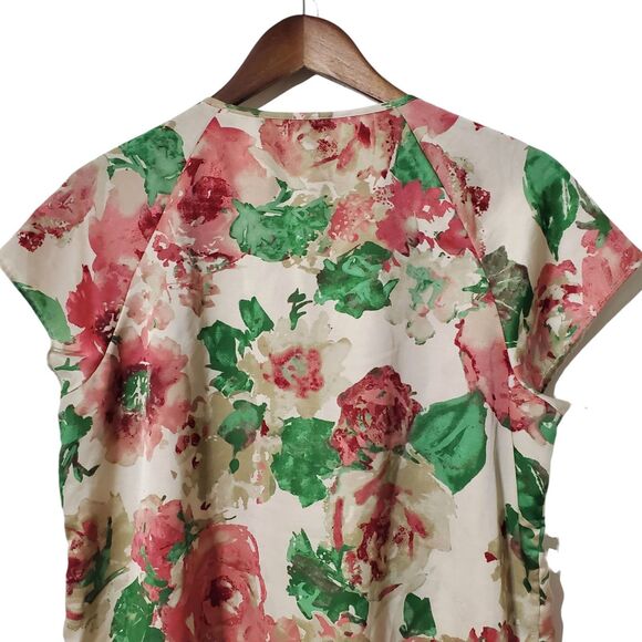 Talbots Floral Blouse 14P Ruffle Neck Grannycore Cottagecore Prairie Soft Womens - Picture 5 of 8